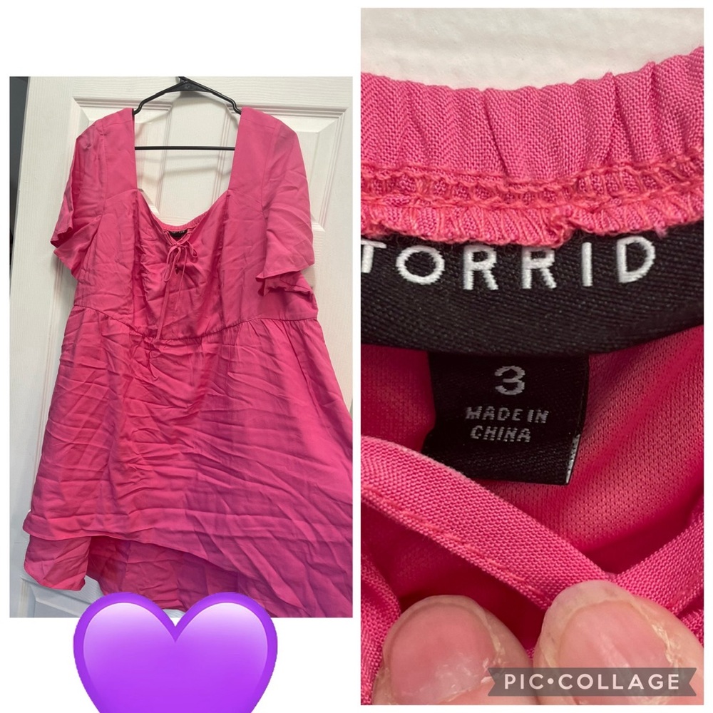 Torrid Fuchsia Blouse with Tie Detail